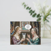 Grappige vrouw vraagt: is deze lactose vrij? briefkaart (Staand voorkant)