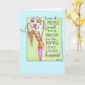 Grappige vrouw wenskaart, Schoen humor Kaart (Gele Bloem)