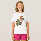 Grappige vrouw zeult met zware postzak t-shirt (Voorkant volledig)