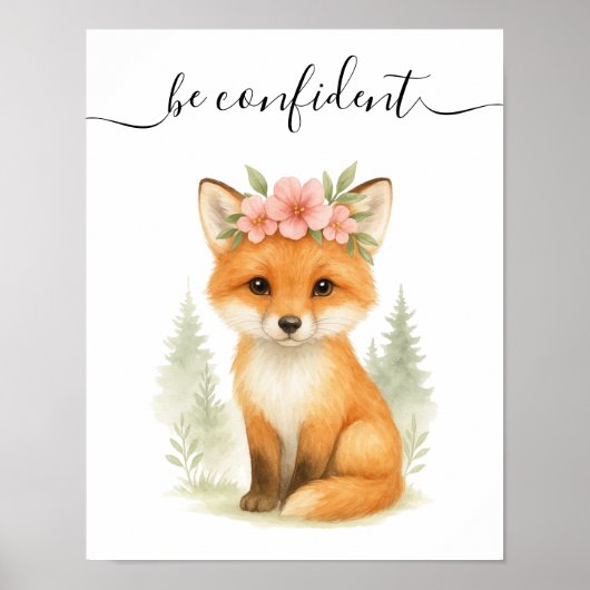 Grappige Vrouwelijke Baby Fox Woodland Nursery Poster (Voorkant)
