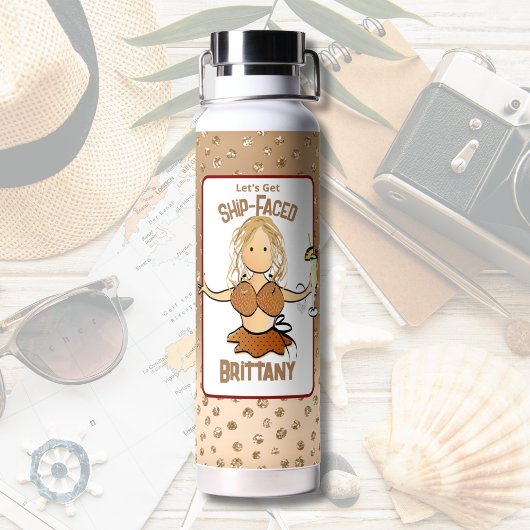 Grappige Vrouwelijke Cartoon Bikini Glitter Feest Waterfles