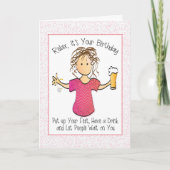 Grappige Vrouwelijke Cartoon Sassy Snarky Bier Ver Kaart (Voorkant)