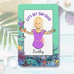 Grappige Vrouwelijke Cartoon Tropische Vakantie Cr Magneet