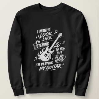 Grappige Vrouwelijke Gitariste Speelt Gitaar In Mi Trui