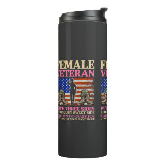 Grappige Vrouwelijke Veterane Militaire Vrouw Amer Thermosbeker