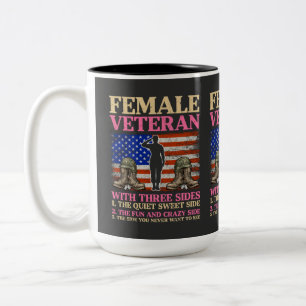 Grappige Vrouwelijke Veterane Militaire Vrouw Amer Tweekleurige Koffiemok