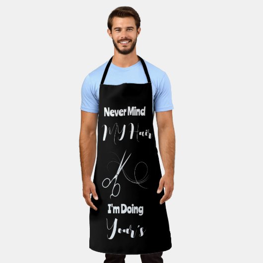 Grappige vrouwen haarstyling schort (Gedragen)