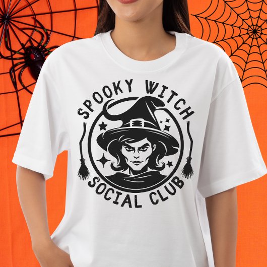 Grappige vrouwen Halloween Spooky Witch Social Clu T-shirt