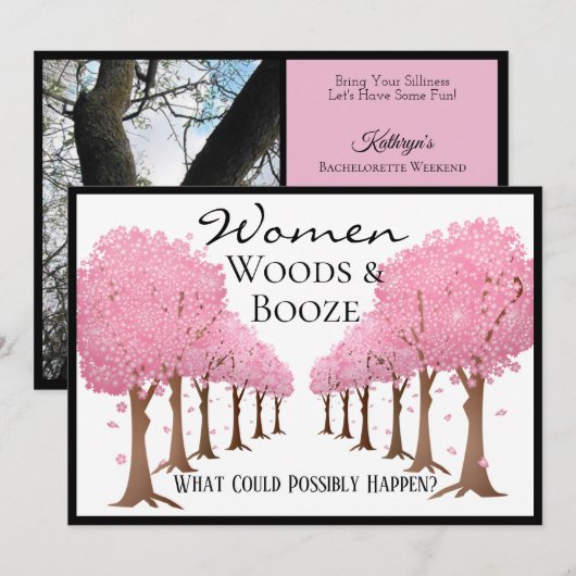 Grappige Vrouwen Hout & Borrel Dame Feestje Kaart (Voorkant / Achterkant)