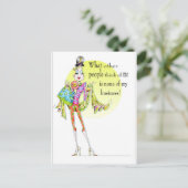 Grappige Vrouwen Humor kaart met fab' tekening en  (Staand voorkant)