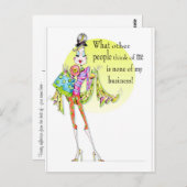 Grappige Vrouwen Humor kaart met fab' tekening en  (Voorkant / Achterkant)