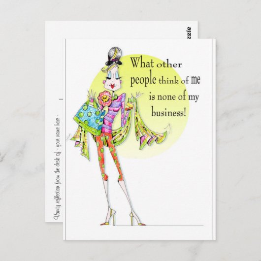 Grappige Vrouwen Humor kaart met fab' tekening en  (Voorkant / Achterkant)