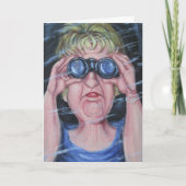 Grappige vrouwen met een verrekijker kaart (Voorkant)