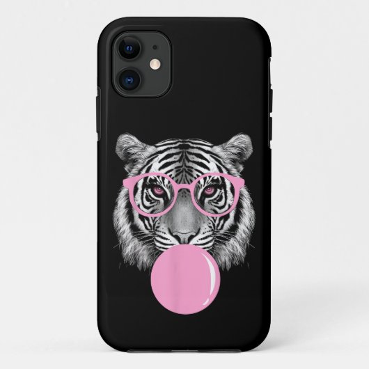 Grappige Vrouwen Tijger Bril & Roze Bubble Gum Ani Case-Mate iPhone Case (Achterkant)