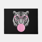 Grappige Vrouwen Tijger Bril & Roze Bubble Gum Ani Deurmat (Voorkant)