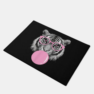 Grappige Vrouwen Tijger Bril & Roze Bubble Gum Ani Deurmat