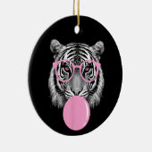 Grappige Vrouwen Tijger Bril & Roze Bubble Gum Ani Keramisch Ornament (Rechts)
