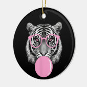 Grappige Vrouwen Tijger Bril & Roze Bubble Gum Ani Keramisch Ornament (Links)