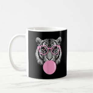 Grappige Vrouwen Tijger Bril & Roze Bubble Gum Ani Koffiemok