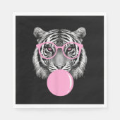 Grappige Vrouwen Tijger Bril & Roze Bubble Gum Ani Servet (Voorkant)