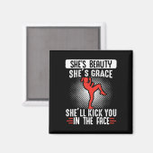 Grappige vrouwen vechtsporten Muay Thai Magneet (Voorkant / Achterkant)
