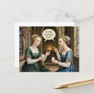 Grappige vrouwen vragen is dit lactose vrij? briefkaart