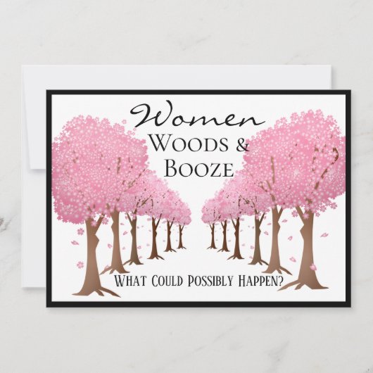 Grappige Vrouwen Woods & Booze Damesfeest Kaart (Voorkant)