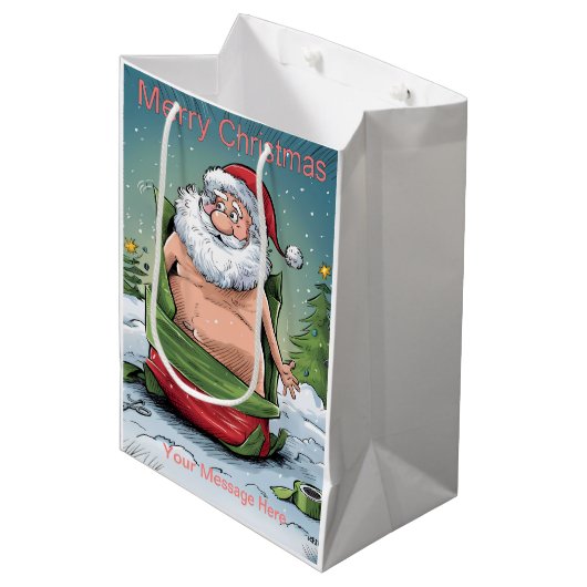 Grappige Vuil Santa Kerstcollectie Medium Cadeauzakje (Voorkant Gekanteld)