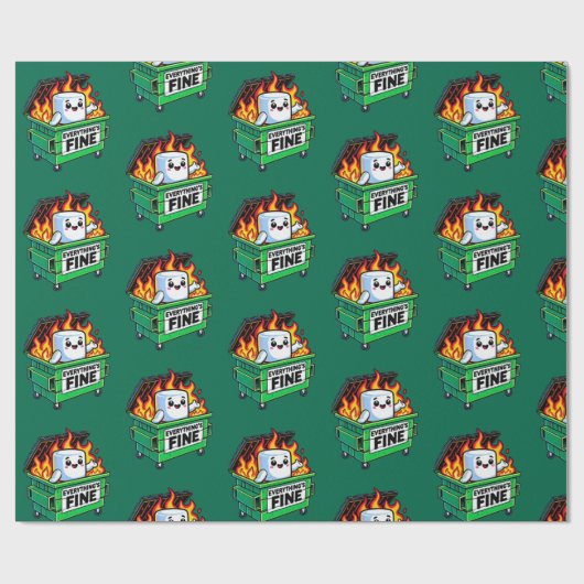 Grappige vuilcontainer vuur alles fijne marshmallo cadeaupapier (Vlak)