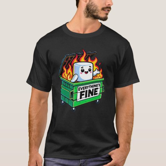 Grappige vuilcontainer vuur alles fijne marshmallo t-shirt (Voorkant)