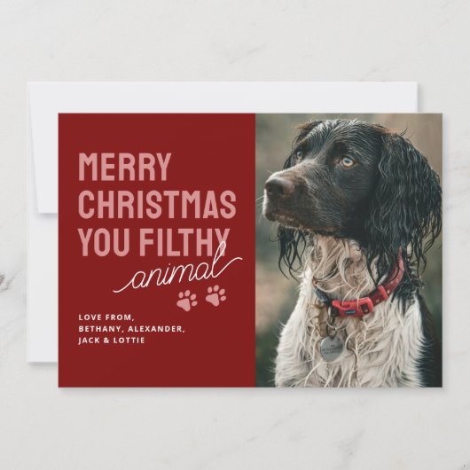 Grappige vuile dier huisdier kerstkaart (Voorkant)