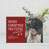Grappige vuile dier huisdier kerstkaart (Staand voorkant)