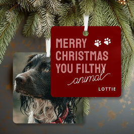 Grappige vuile huisdier foto Kerstmis Metalen Ornament