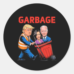 Grappige vuilnis voor Trump 2024 - Tijd om Th Ronde Sticker