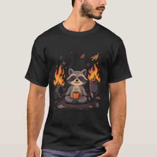 Grappige vuilnisbeer die zich ontspant bij het vuu t-shirt