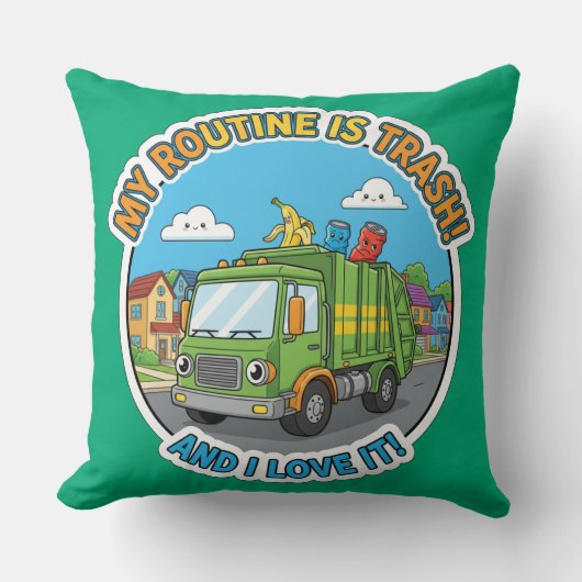 Grappige Vuilniswagen-Humor Decoratie Kussen (Voorkant)