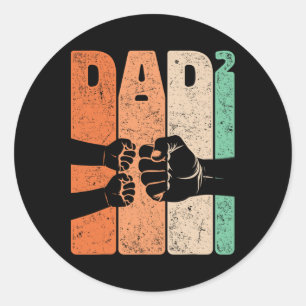Grappige vuistbult papa kwadraat retro vader van t ronde sticker