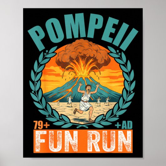 Grappige vulkaan Pompeii Fun Run Geografie vulkano Poster (Voorkant)