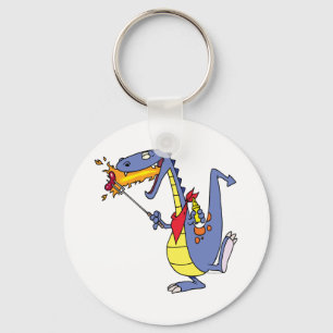 grappige vuur koken hotdogs draak cartoon sleutelhanger