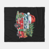 Grappige Vuurtruck Santa Hat Kerstboom Lights Fleece Deken (Voorkant (Horizontaal))