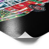 Grappige Vuurtruck Santa Hat Kerstboom Lights Foto Afdruk (Hoek)