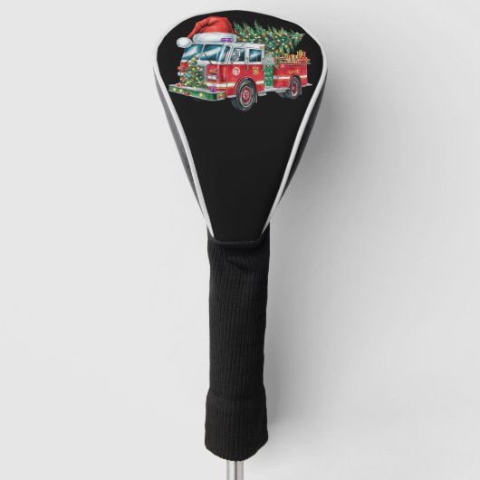 Grappige Vuurtruck Santa Hat Kerstboom Lights Golfheadcover (Voorkant)