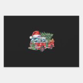 Grappige Vuurtruck Santa Hat Kerstboom Lights Inpakpapier Vel (Voorkant)