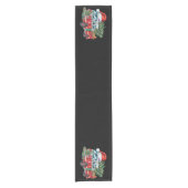 Grappige Vuurtruck Santa Hat Kerstboom Lights Korte Tafelloper (Voorkant)