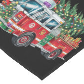 Grappige Vuurtruck Santa Hat Kerstboom Lights Korte Tafelloper (Hoek)