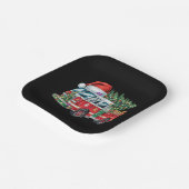 Grappige Vuurtruck Santa Hat Kerstboom Lights Papieren Bordje (Gebogen)