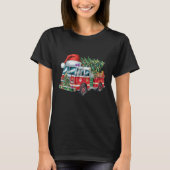 Grappige Vuurtruck Santa Hat Kerstboom Lights T-shirt (Voorkant)