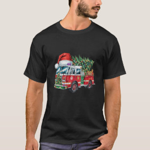 Grappige Vuurtruck Santa Hat Kerstboom Lights T-shirt