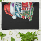 Grappige Vuurtruck Santa Hat Kerstboom Lights Theedoek (Gevouwen)