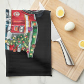 Grappige Vuurtruck Santa Hat Kerstboom Lights Theedoek (Quarter Fold)